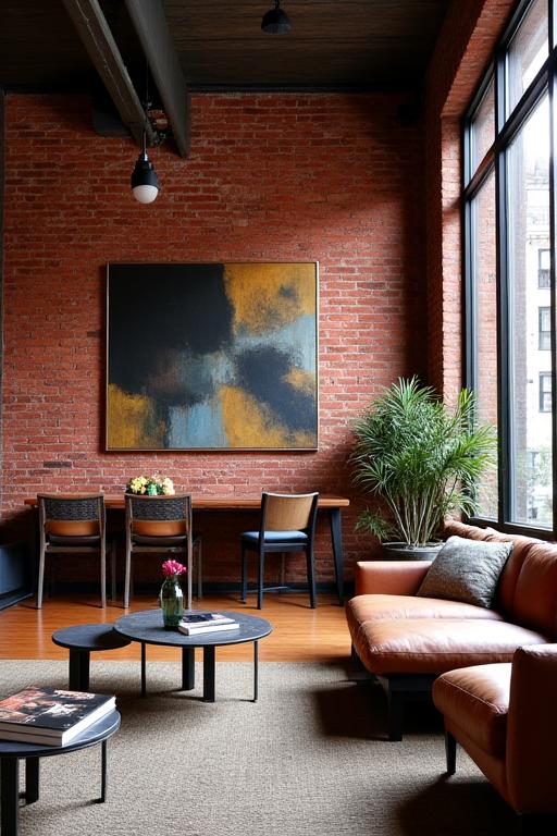 Interior of a converted warehouse apartment in Fitzroy.