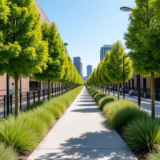 Scenic pedestrian and cycle path with urban greenery in northern Melbourne.